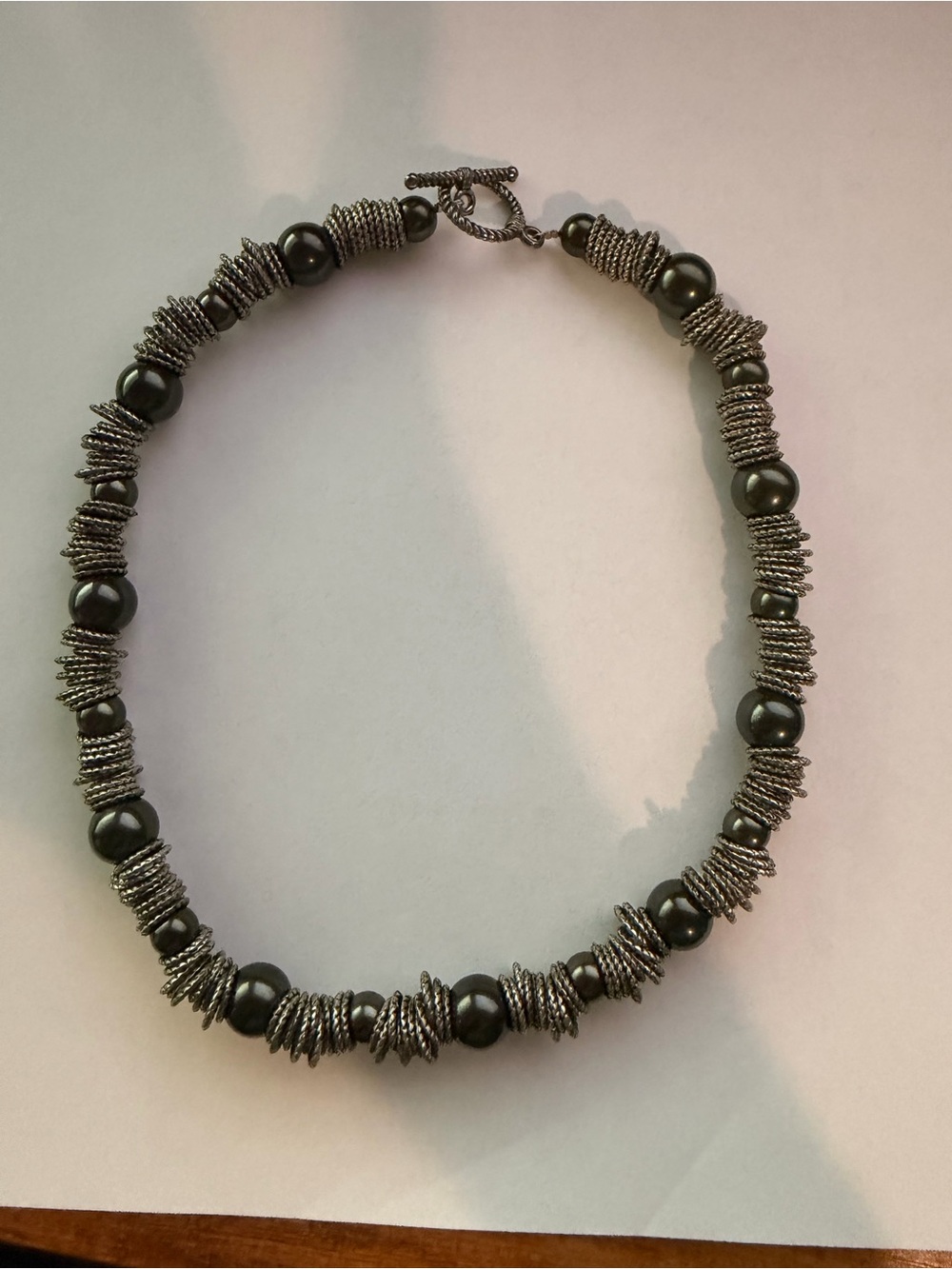Handcrafted Hematite Bead Necklace - Gunmetal Gray